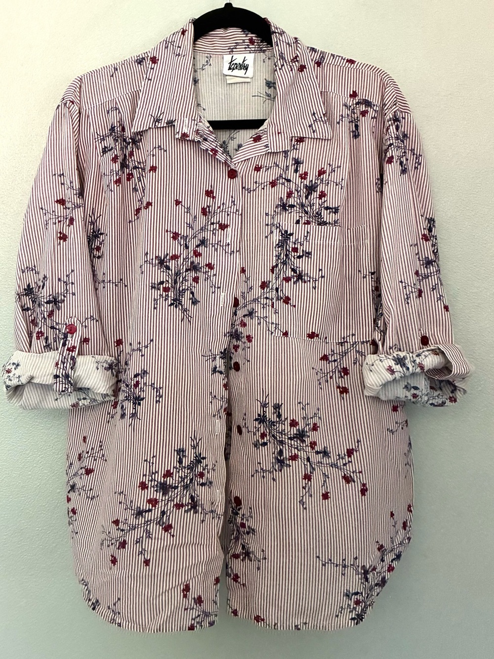 Tapestry Floral Stripe Button Up Blouse Women’s Size 10 Cottagecore Boho